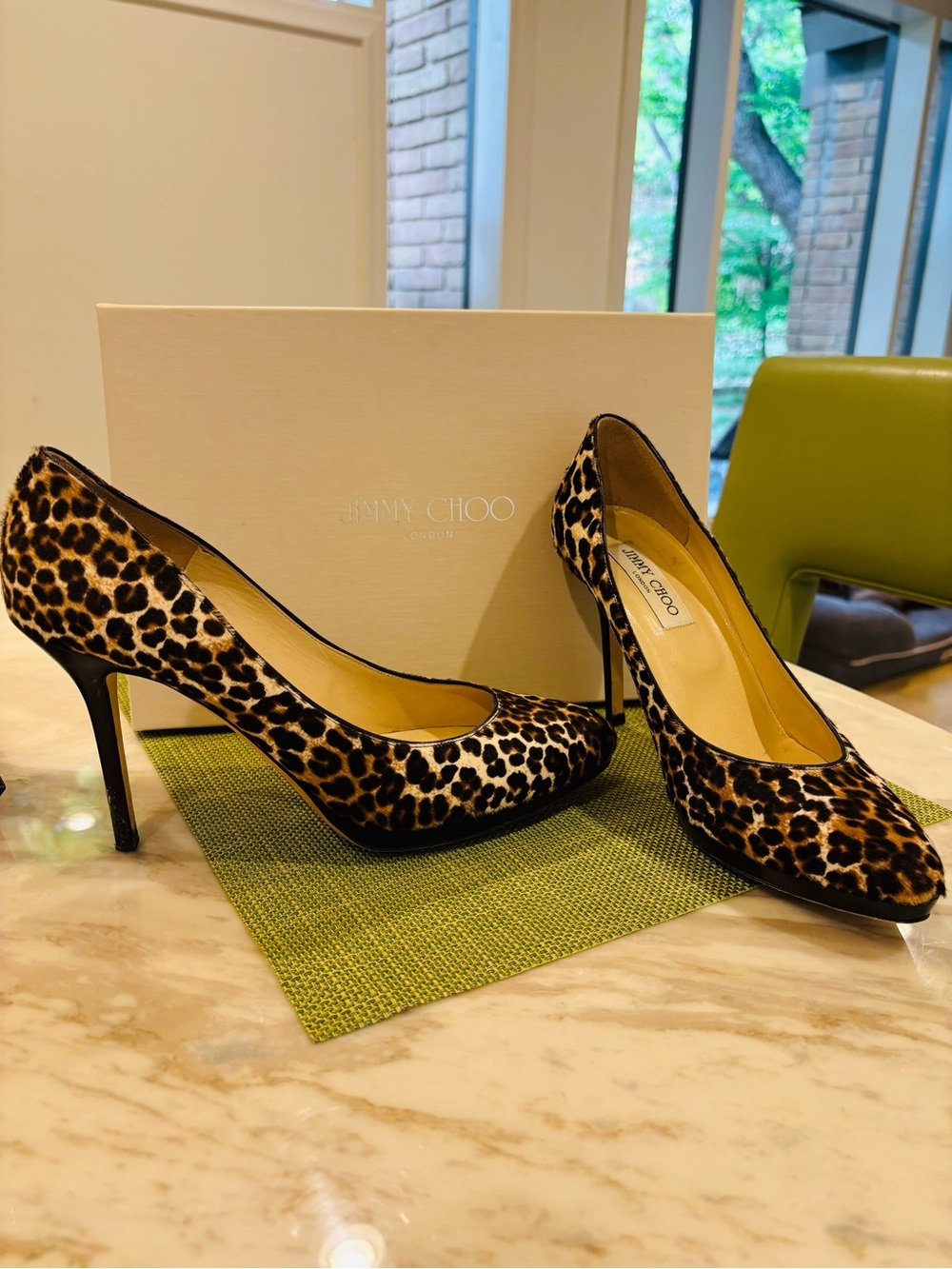 Jimmy Choo Leopard-Print Pointed-Toe Stiletto Pumps in Brown and Black